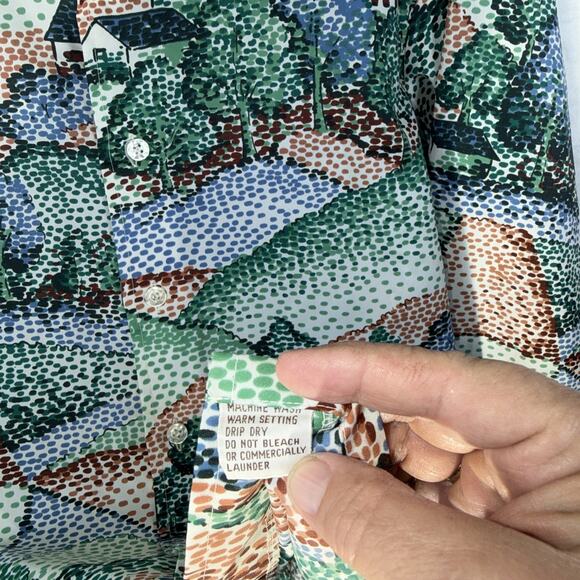 Vintage Landmark Long Sleeve Shirt Disco 70’s Large Polyester Nature Scene M 15 - Picture 11 of 11